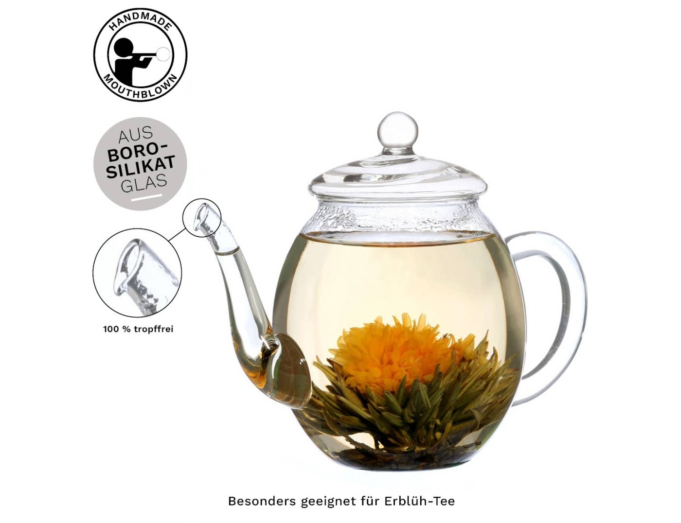 Glass teapot with lid - 500ml