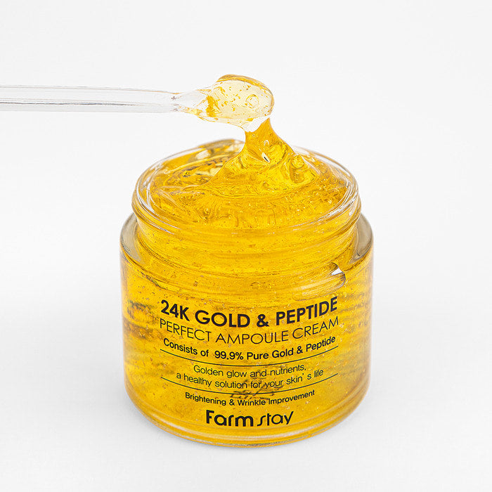 FARMSTAY – 24K Gold & Peptide Perfect Ampoule Cream Moisturizing 80ml