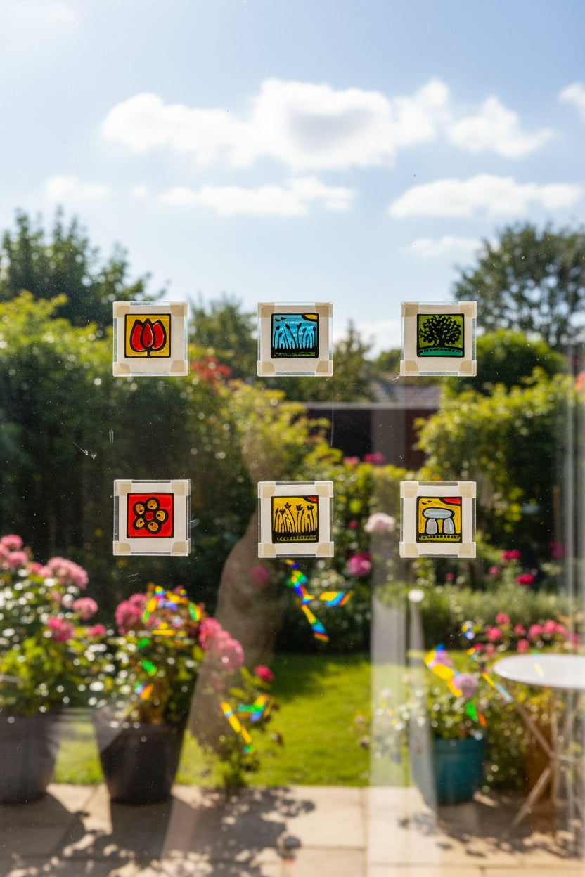 Hand-painted glass Suncatchers - Small Square, Irish Nature