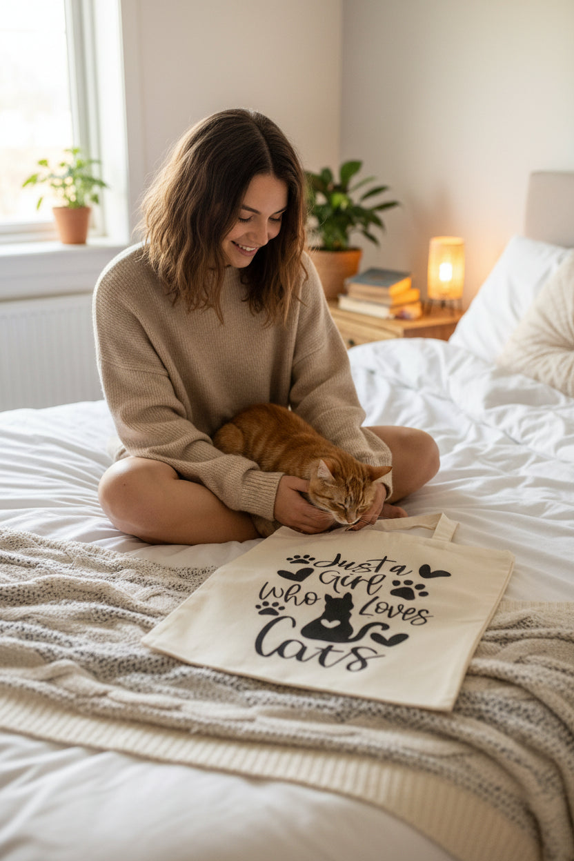 Tote Bag - Girl and Cats