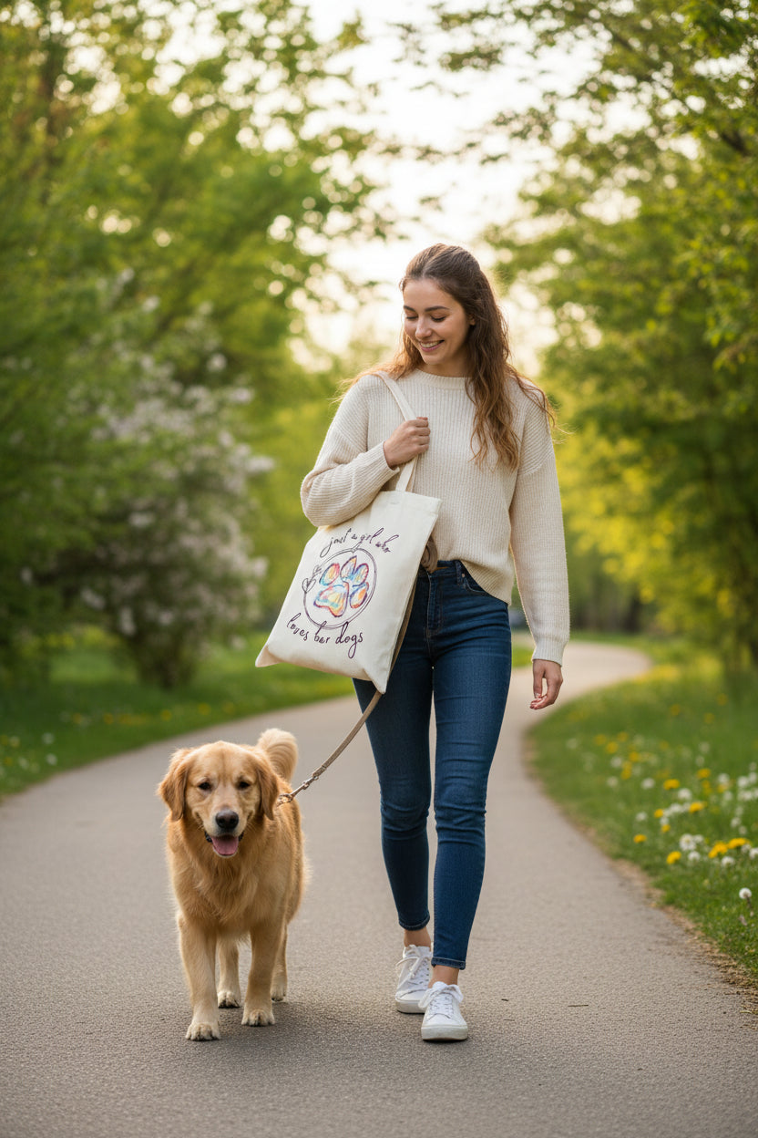 Tote Bag - Girl and Dogs