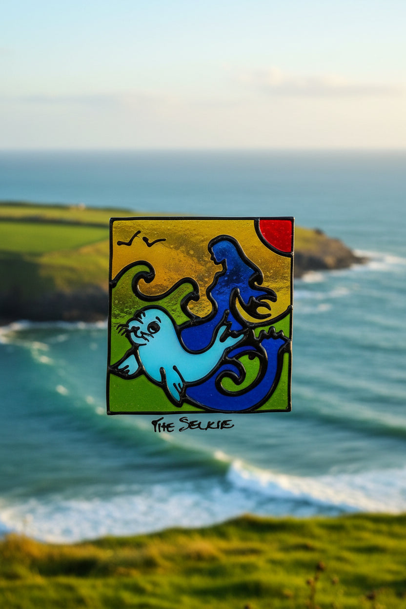 Hand-painted glass Suncatchers - Large Square "Irish Legends"