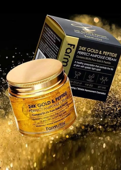 FARMSTAY – 24K Gold & Peptide Perfect Ampoule Cream Moisturizing 80ml