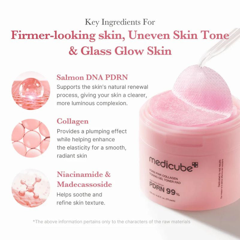 MEDICUBE - PDRN Pink Collagen Toning Gel Toner Pad 120ml (70pcs)