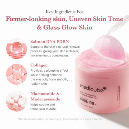 MEDICUBE - PDRN Pink Collagen Toning Gel Toner Pad 120ml (70pcs)