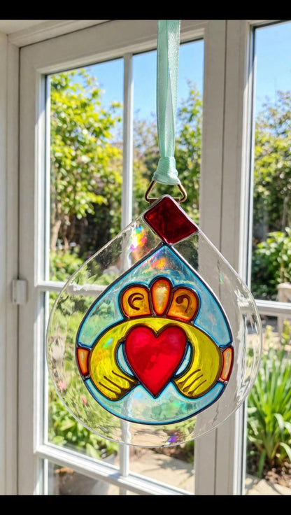 Hand-painted glass Suncatchers - Droplet (Hanging)