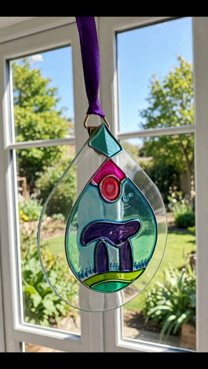 Hand-painted glass Suncatchers - Droplet (Hanging)