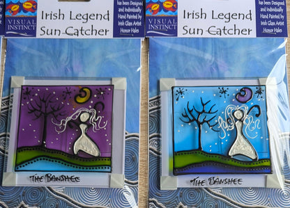 Hand-painted glass Suncatchers - Large Square "Irish Legends"
