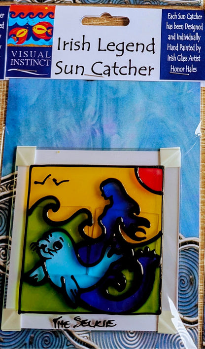 Hand-painted glass Suncatchers - Large Square "Irish Legends"
