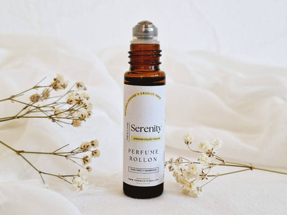 10ml natural roll-on oil perfume bottle by Your Nice Things, Serenity fruity herbal blend