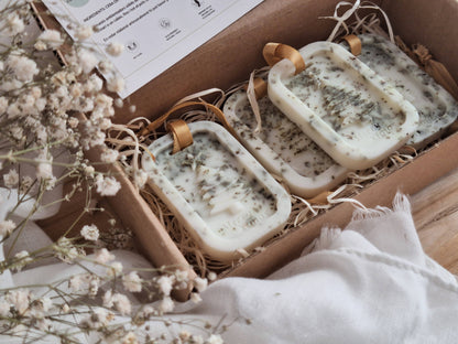 Handmade vetiver, patchouli and lemongrass wax bars for wardrobes, drawers and rooms