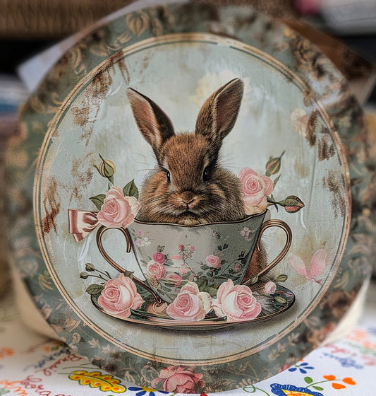 Decor Plaque - Rabbit Teacup