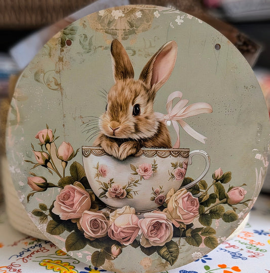 Decor Plaque - Bunny Teacup